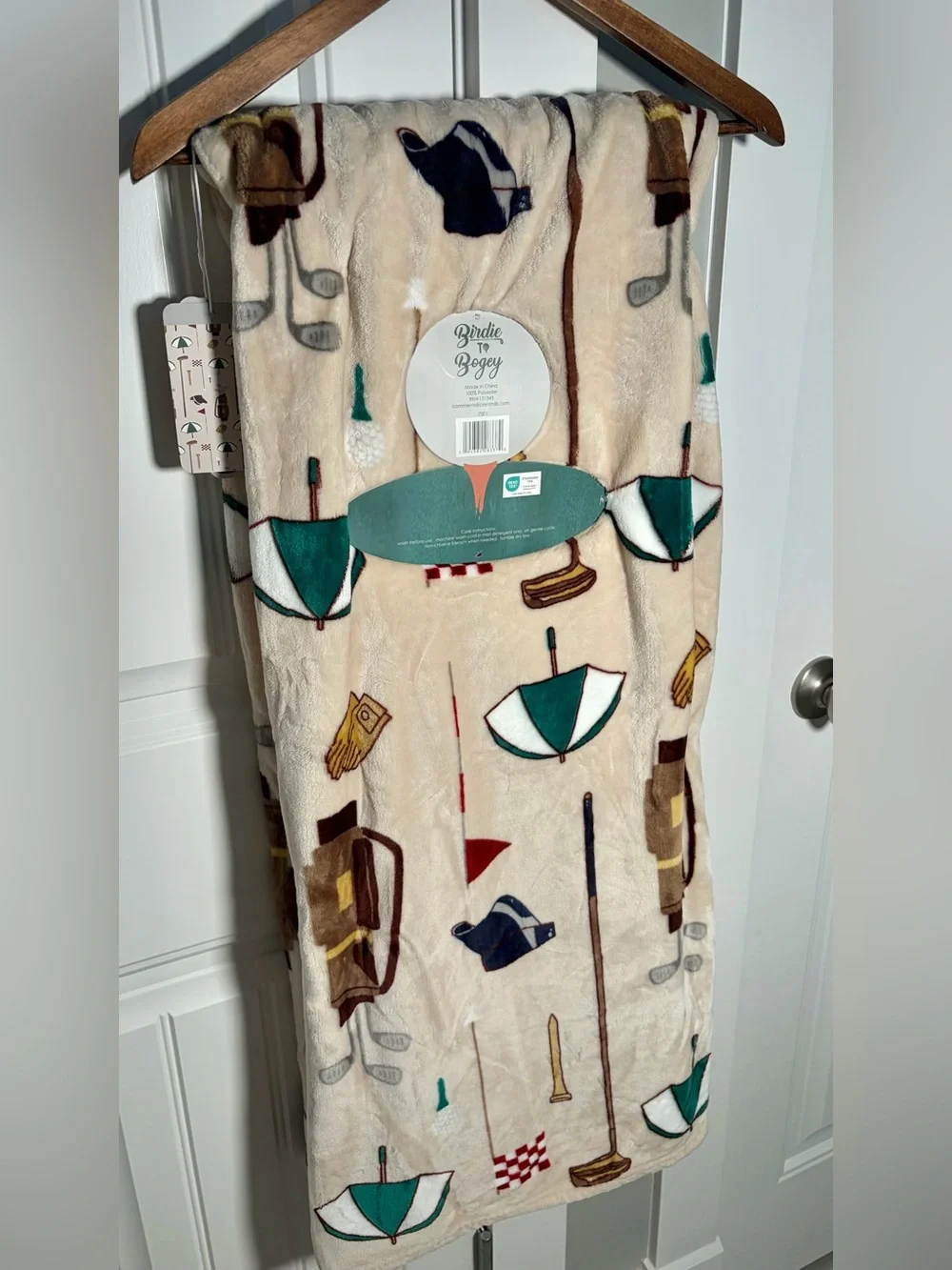 Golf Print Throw Super Soft - Cream & Green